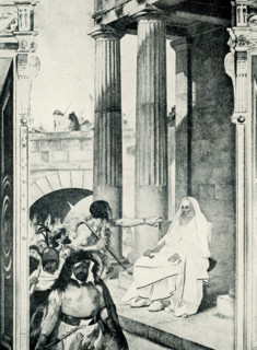 This image shows Papirius insulted by the Gauls as drawn by C Maccari. According to the Roman tale,