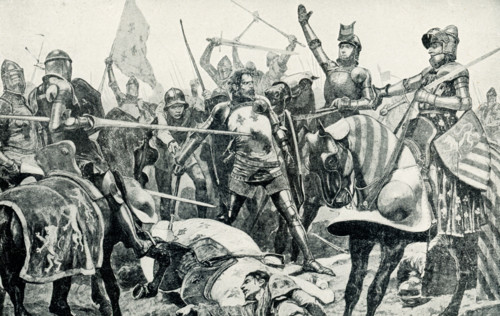 This image shows the capture of King John in Battle of Poitiers by R Catou Woodville. The Battle of