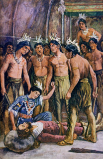 The caption for this 1902 illustration reads: ‘Pocahontas darted forward and thus prevented my