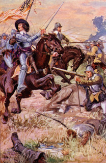 The caption on this 1902 illustration reads: Prince Rupert feel on with such fury-Battle of