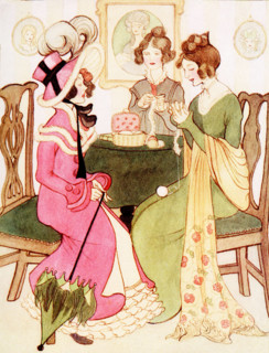 The 1917 caption reads: “She spoke of what she did not understand – Her mistaken airs of gentility.