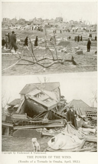 These two photos show the destruction caused by a tornado that struck Omaha, Nebraska, in April
