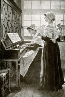 This illustration dates to 1917 and the caption reads: Song of Home and Reminiscences.