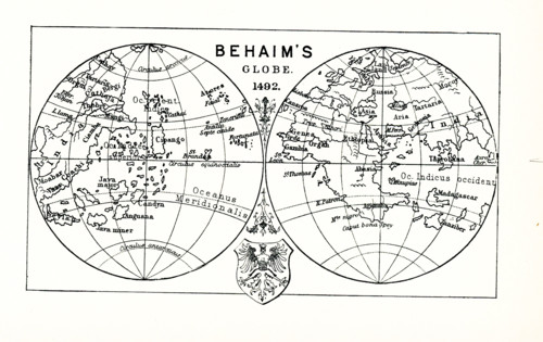 This illustration shows Behaim's globe in 1492. Martin Behaim (1459-1507), also known as Martin von