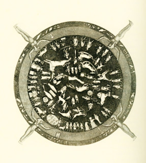 Carved into the ceiling of the portico of a chapel  at the Temple of Dendera  was this bas-relief