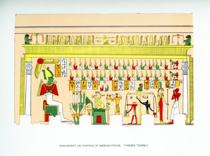 Pictured here is a manuscript drawn on papyrus of hieroglyphs and art found in an ancient Egyptian