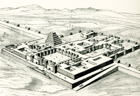 The 1904 caption for this image reads: “Bird's eye view of Sargon's Palace at Dur-Sharrukin drawn