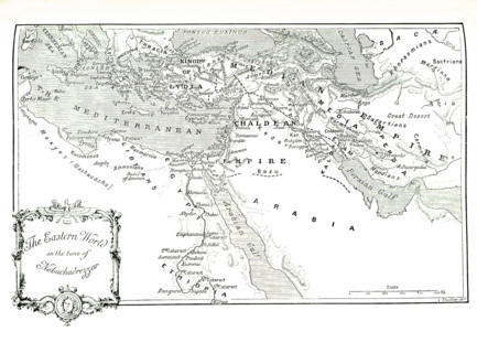 This 1903 illustration shows a map of the eastern world in the time of Nebuchadrezzar.