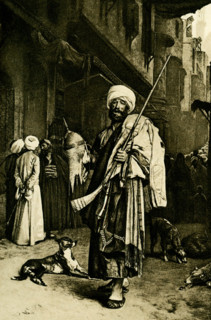 Arab Street vendor of Curios in Cairo - after a painting by Gerome. Jean-Léon Gérôme (1824 – 1904)