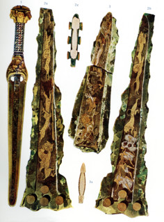 This illustrations shows daggers from ancient Egypt (1) and from the late Bronze Age Greek city of