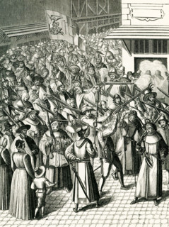 This 1800s engraving—on three boards— illustrates the 'Procession of the League.' The League