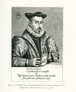 This portrait of Barnabe Brisson was done by Thomas de Leu. Brisson was a French jurist and
