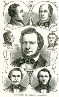 The caption of this 19th century illustration identifies these individuals as the “Leading Mormons