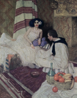 The caption for this image reads: Omoo - 'We dropped in one evening and found the ladies at