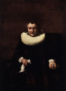 The 1916 caption reads: 'Rembrandt 1606-1669  Dutch school of Ansterdam-Old Lady with the