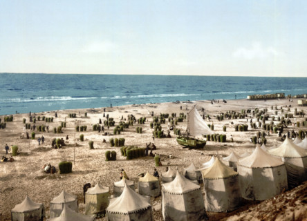 The Beach, circa 1895, Historical, digitally restored reproduction from an original from the 19th