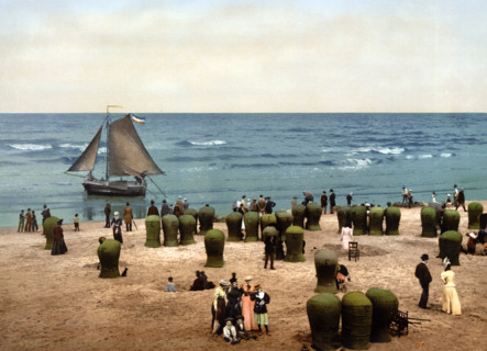 The Beach, circa 1895, Historical, digitally restored reproduction from an original from the 19th