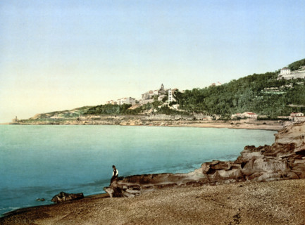 General view from the east, Riviera. Italy, around 1895, historical, digitally restored