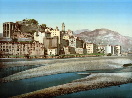 General view of the city, Riviera. Italy, around 1895, historical, digitally restored reproduction