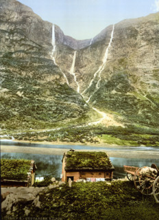 on the Sognefjord, Norway, around 1895, Historical, digitally restored reproduction from an