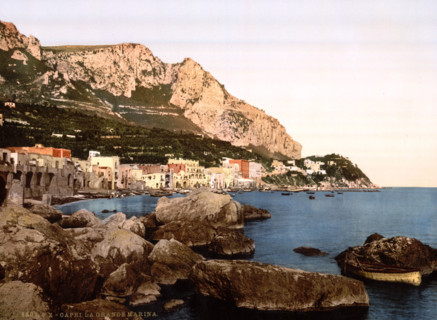The large marina, island of Capri, Italy, circa 1895, historical, digitally restored reproduction