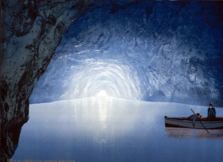 Blue Grotto, Island of Capri, Italy, circa 1895, Historical, digitally restored reproduction from