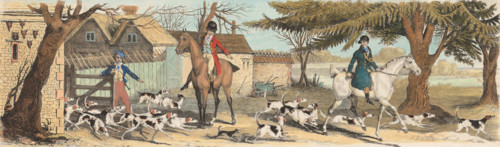 Fox Hunt, Unkennelling, 1822, England, Historical, digitally restored reproduction from an original