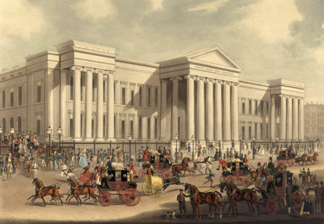 The Royal Mail's stagecoach station at the General Post Office, London, 1830, England, Historical,