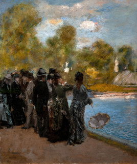 Giuseppe De Nittis 1846-1884 “Beside the Pond in the Luxembourg Gardens” 1877, 46 x 38 cm oil on