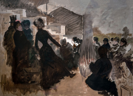 Giuseppe De Nittis 1846-1884 ”At the races of Auteuil-Next to the stove” 1880, 73.5 x 100 cm oil on