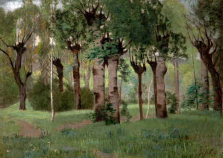 Giuseppe De Nittis 1946-1884 “Forest study at dawn” 1869, 30 x 40 cm oil on panel.