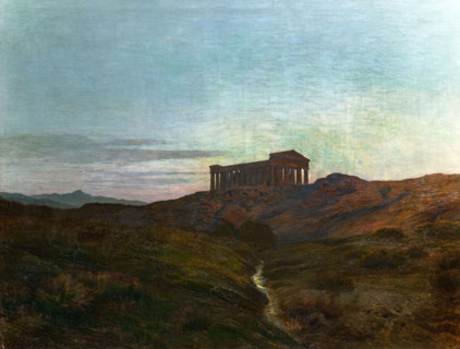 Èmile René Ménard 1862-1913 "Ancient lands, the Temple" (Segesta in Sicily) 1901, 130 x 167 cm oil