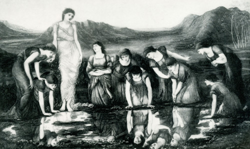 Mirror of Venus by Burne Jones. (1833-1898). According to Christopher Wood, ""No picture