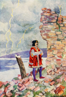 The caption for this illustration reads: When the castle collapsed, Maximus was hit by the falling