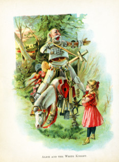 This illustration of Alice and the White Knight is from ""Through the Looking-Glass and What Alice