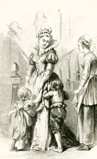 The site here is a house in London.  The English woman is a childless widow, and the children from