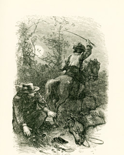 The caption for this illustration that dates to around 1865 reads: In a moment Colbert sprung upon