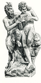 This marble statue shows the god Pan instructing the youth Daphnis in the playing of the panpipes.
