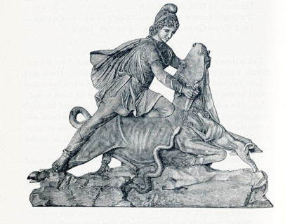 This illustration dates to around 1898 and depicts the sculpture of Mithras (also spelled Mithra)