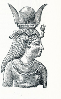 This illustration that deates to around 1898 shows the Middle Eastern goddess Astarte with a horned