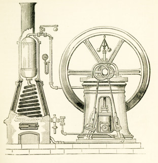 This illustration dates to the 1870s and shows a steam generator - here an arrangement for quickly