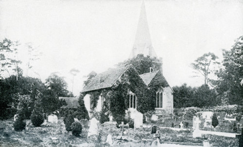 This photograph, which dates to 1922 or before, shows Stoke Pogis and St. Giles' Church. The