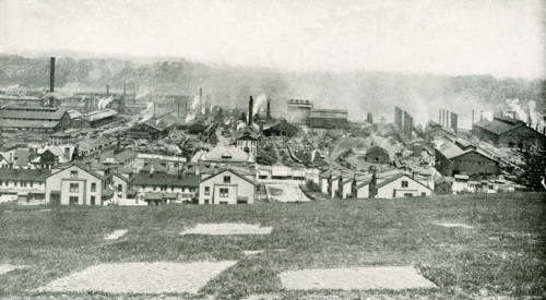 The caption on this photo that deates to the early 1920s reads: A Steel Manufacturing Town.