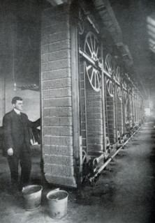 This photo dates to 1922. The caption reads: The match sticks are prepared, dipped in the ignition