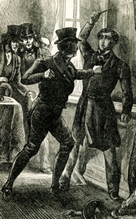 The caption for this late 1800s illustration from the novel Felix Holt by George Eliot  reads: