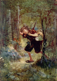 The caption for this images reads: It fastened its feet in his curly hair [the ""it"" refers to a