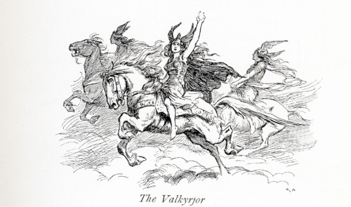 According to Norse mythology, the Valkyries(also called Valkyrjor)  were the daughters or