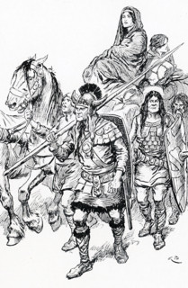 This illustration shows Astrid escaping with all the valuables she could manage. Astrid