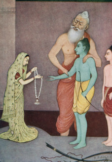This print showing Rama's Marriage dates to 1913. According to the Ramayana, Lord Shiva had gifted