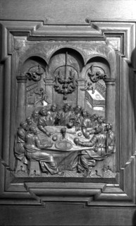 St. Urban church: wood carving at choir stalls around 1942.
